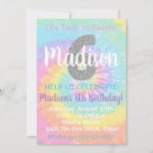 Tie Dye Invitation Anniversaire 6e Anniversaire (Devant)