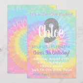 Tie Dye Invitation anniversaire 9e anniversaire (Devant / Derrière)