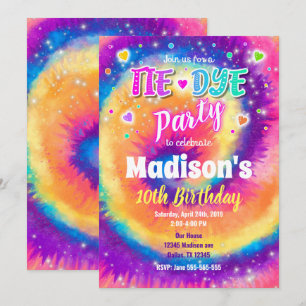 Tie Dye Invitation Anniversaire, Hippie Anniversai