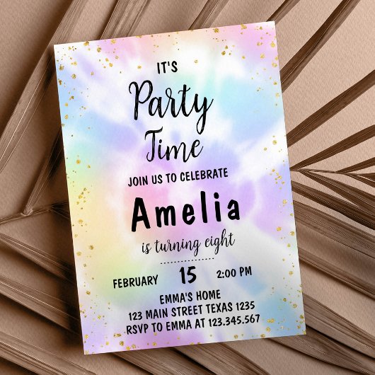 Tie Dye Invitation du 8e anniversaire