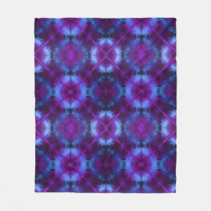 Tie Dye Kaleidoscope Vibrant Blue Paars Magenta Fleece Deken