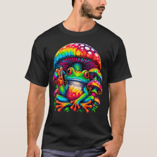 Tie-Dye Kikker Vredesteken Paddenstoel Hippie T-shirt