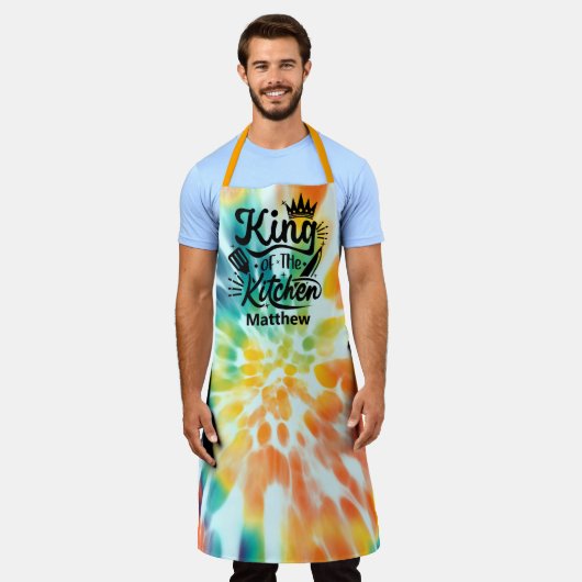 Tie Dye King of the Kitchen All-Over Print Schort (Gedragen)