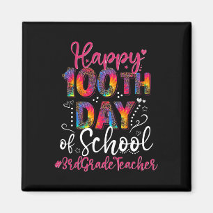 Tie Dye Leopard Happy 100th Day of School 3rd Afst Magneet