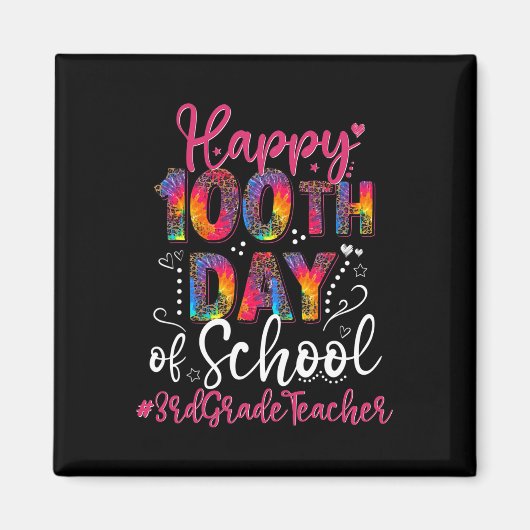 Tie Dye Leopard Happy 100th Day of School 3rd Afst Magneet (Voorkant)