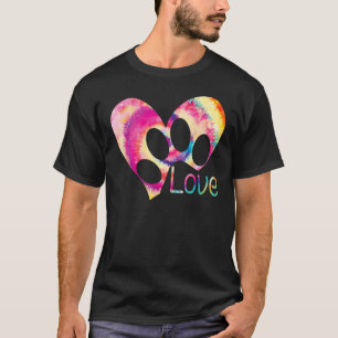 Tie Dye Liefde Hond Poot Print Dierlijke Poot Hond T-shirt