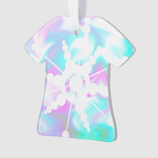 Tie Dye Liquid Retro Groovy Kerstroze Blauw Ornament (voorkant)