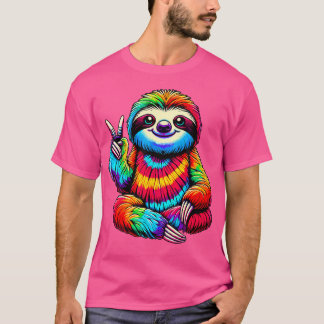 Tie-Dye Luiaard Vredesteken Hippie T-shirt