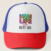 Tie Dye Mam Life is het beste leven Trucker Pet (Voorkant)