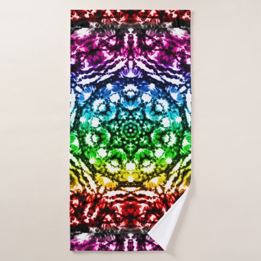 Tie-Dye Mandala Étoile Arc-en-Ciel (Serviette de bain)