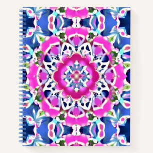 Tie Dye Mandala Motif Denim Blue et Pin Journal
