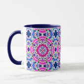 Tie Dye Mandala Patroon Denim blauw en roze Mok (Links)