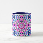 Tie Dye Mandala Patroon Denim blauw en roze Mok (Midden)