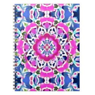 Tie Dye Mandala Patroon Denim blauw en roze Notitieboek
