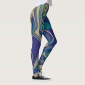Tie Dye Marble Liquid Blue Gold Leggings (Rechts)