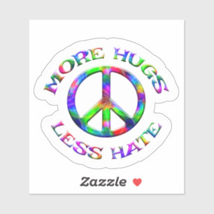 Tie Dye MEER HUGS MINDER HATE Peace Sign Stickers