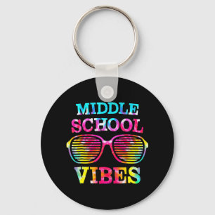 Tie Dye Middle School Vibes Teacher Student Terug Sleutelhanger