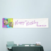 Tie Dye Modern Hippy Paars Happy Birthday Long Spandoek (Beurs)