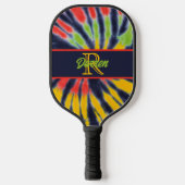 Tie Dye Monogram Black Red Yellow Pickleball Paddle (Voorkant)