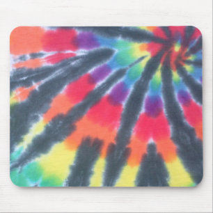 Tie Dye Muismat Black Rainbow Spiral