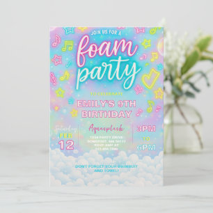 Tie Dye Neon Glow Foam verjaardagsfeestje uitnodig Kaart