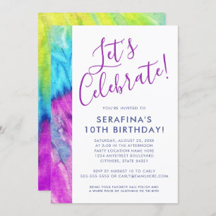 Tie Dye Neon Paars Aqua Limoen Elke dag van de oud Kaart