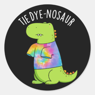 Tie-dye-nosaurus Grappige Dinosaurus Woordgrap Don Ronde Sticker