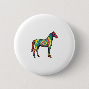 Tie Dye Paard Vintage Gravure Vector Kunst Ronde Button 5,7 Cm