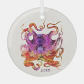 TIE DYE PAARS EN PINK OCTOPUS CHRISTMAS ORNAMENT (Voorkant)