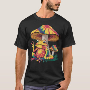Tie Dye Paddenstoel En Kikker Vredesteken Hippie D T-shirt