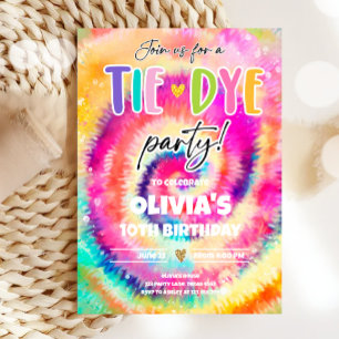 Tie Dye Party Hippy Bright Colors Girl Birthday Kaart
