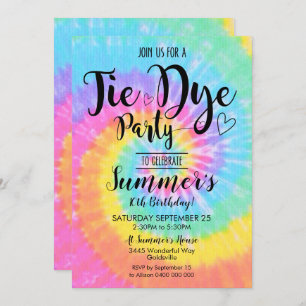 Tie Dye Party Invitation Hippy Tie Dye Kaart