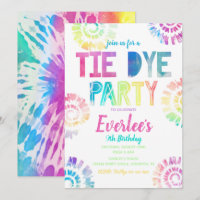 Tie Dye Party Invitation | Tie Dye Birthday