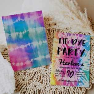 Tie Dye Party Invitation   Tie Dye Birthday Kaart