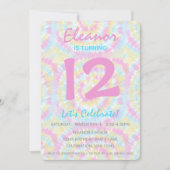 Tie Dye Pastel Fille Anniversaire Fête Invitation (Devant)