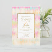 Tie dye pastel hippie chic gouden script bruiloft kaart (Staand voorkant)