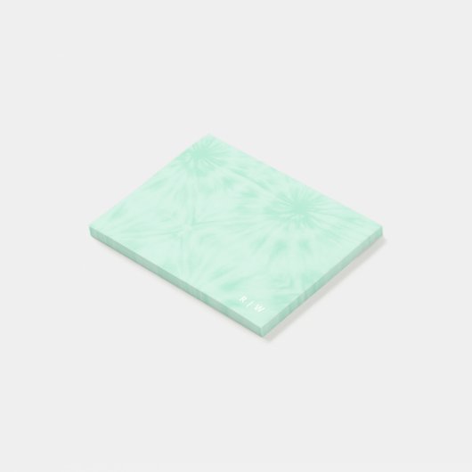 Tie Dye | Pastel Mint Green Monogram Post-it® Notes (Schuin)