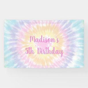 Tie Dye Pastel Rainbow Boho Hippie Birthday Spandoek