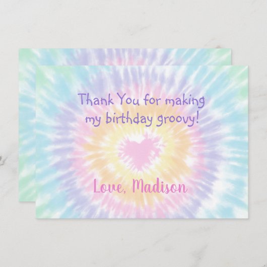 Tie Dye Pastel Rainbow Boho Hippie Merci (Devant / Derrière)