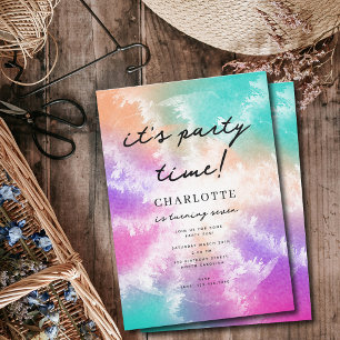 Tie Dye Pastel Roze Sinaasappel Blauwgroen Paarse Kaart