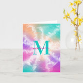 Tie Dye Pastel Roze Sinaasappel Blauwgroen Paarse  Kaart (Gele Bloem)