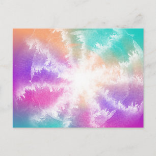 Tie Dye Pastel Waterverf Roze Sinaasappel Blauwgro Feestdagenkaart