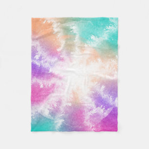 Tie Dye Pastel Waterverf Roze Sinaasappel Blauwgro Fleece Deken