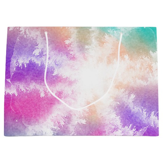 Tie Dye Pastel Waterverf Roze Sinaasappel Blauwgro Groot Cadeauzakje (Voorkant)