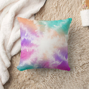 Tie Dye Pastel Waterverf Roze Sinaasappel Blauwgro Kussen