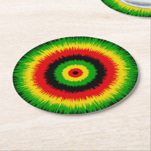 Tie Dye Patroon in Rastavlagkleuren Ronde Kartonnen Onderzetter