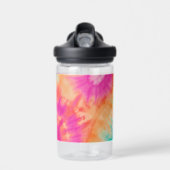 Tie Dye Pattern Hot Roze Sinaasappel Blauwgroen aa Waterfles (Voorkant)
