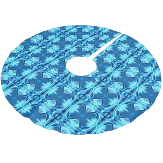 Tie Dye Pattern in Indigo en Ice Blue Kerstboom Rok (Gekanteld)