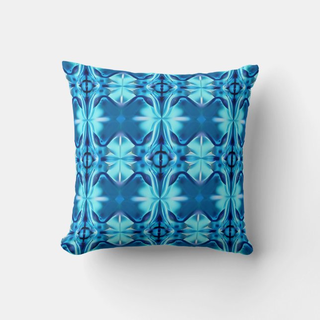 Tie Dye Pattern in Indigo en Ice Blue Kussen (Voorkant)