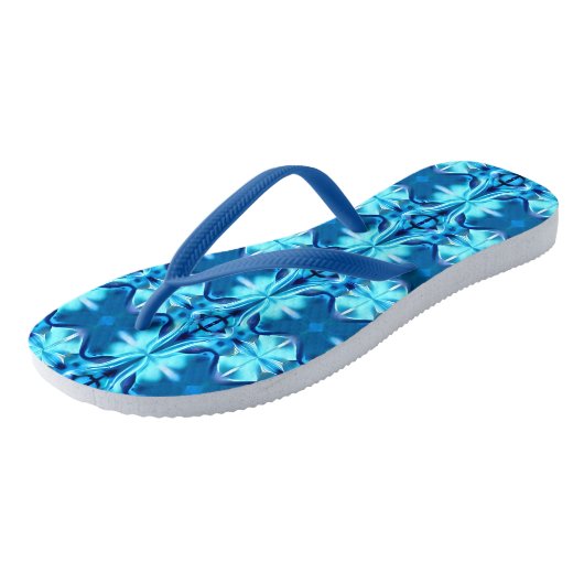 Tie Dye Pattern in Indigo en Ice Blue Teenslippers (Schuin)